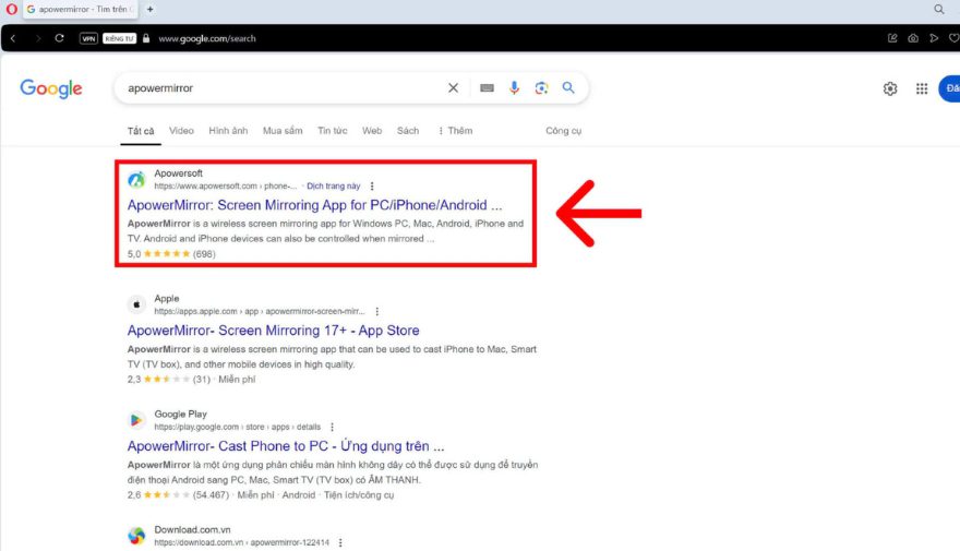 Nhấp vào đường link đầu tiên như trong ảnh