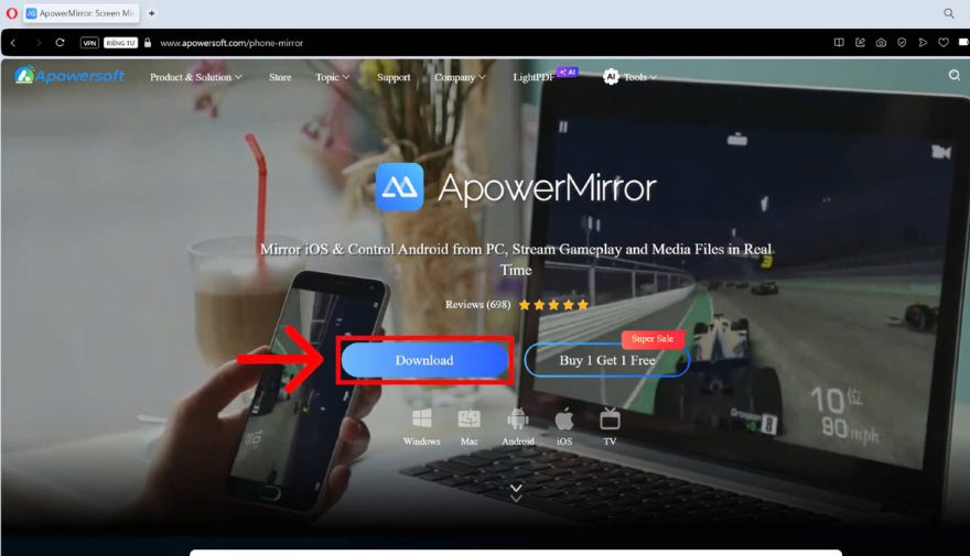 Bước 3: Download về máy và chọn nơi để lữu trữ file exe