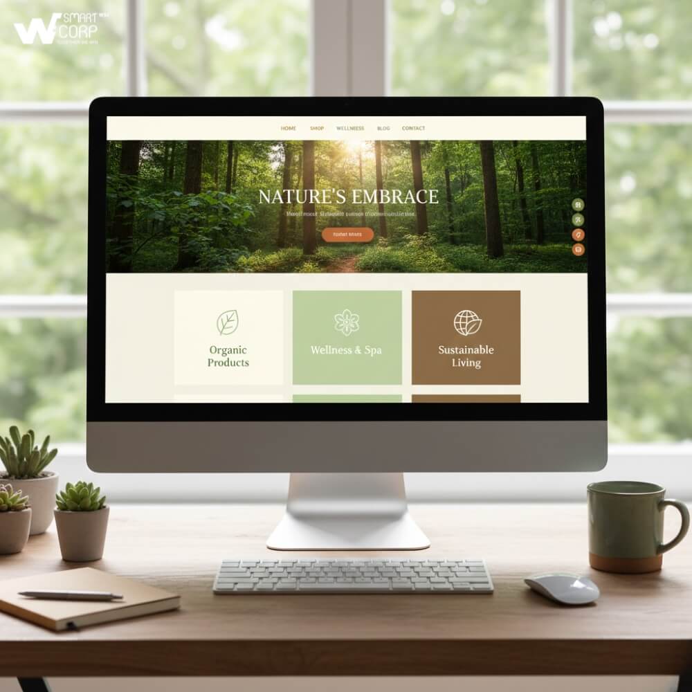 Màu Sắc Trong Thiết Kế Website: Inspired by Nature được lấy cảm hứng từ vẻ đẹp tự nhiên của thiên nhiên. Những gam màu bao gồm: nâu đất, trắng kem, xanh lá cây, cam,… màu sắc này như tái hiện lại môi trường tự nhiên gần gũi.