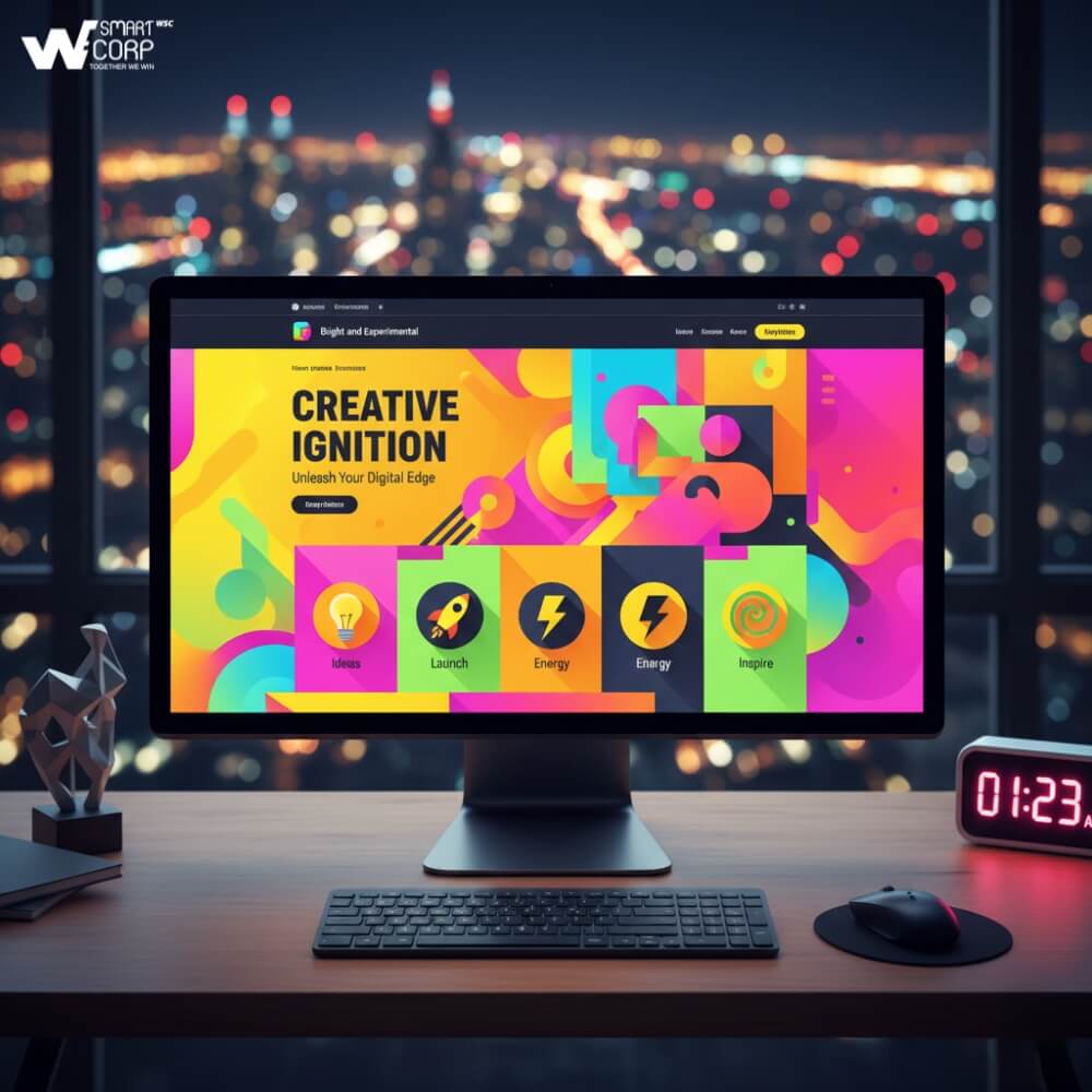 Màu Sắc Trong Thiết Kế Website: Bright and Experimental đang là xu hướng thiết kế nổi bật trong thiết kế website, bởi nó mang sự cảm giác trẻ trung và tràn đầy năng lượng. 