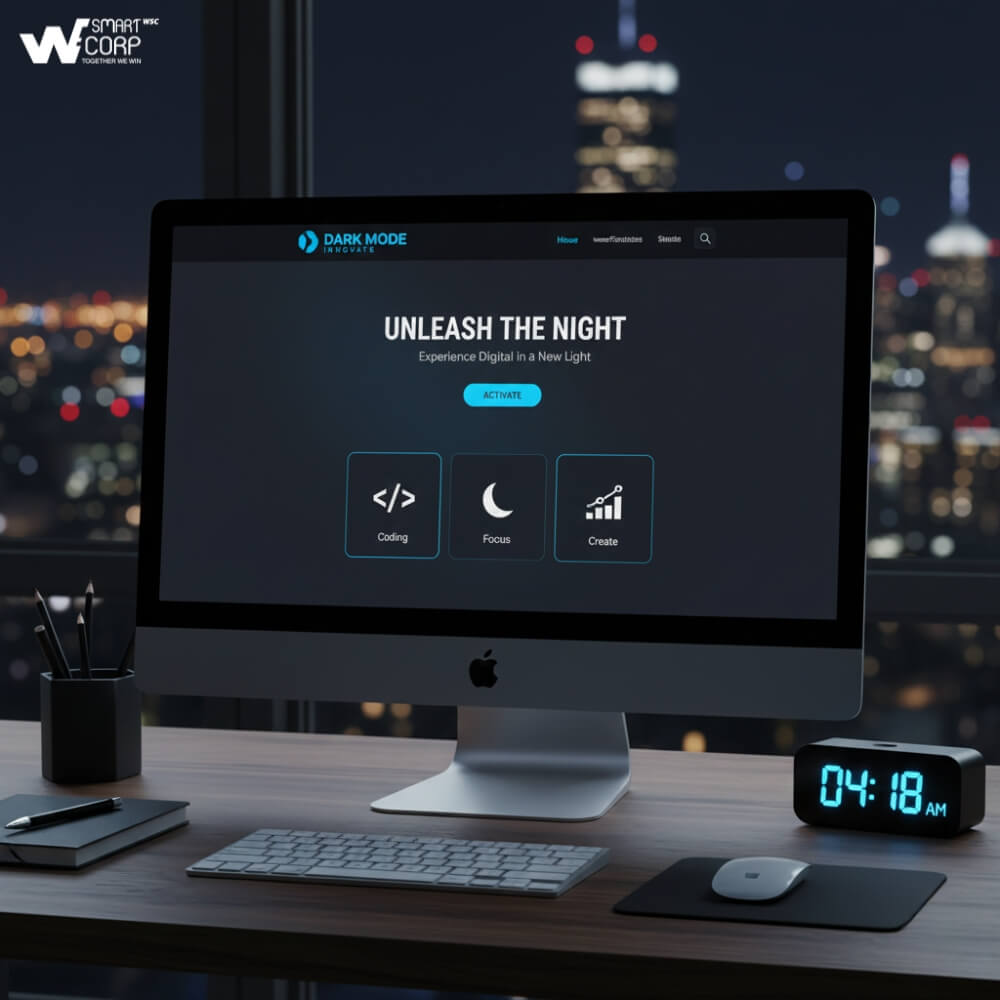 Màu Sắc Trong Thiết Kế Website: Dark Mode gồm những tông màu như xám, đen, xanh đậm, tím đậm và đỏ đậm, đây là xu hướng thiết kế được sử dụng trên giao diện nền tối. 