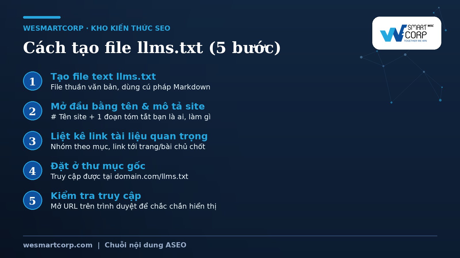 Cách tạo file llms.txt cho AI crawler đọc đúng website | WeSmartCorp