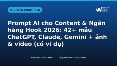 Prompt AI cho Content & Ngân hàng Hook — ChatGPT, Claude, Gemini, ảnh & video | WeSmartCorp