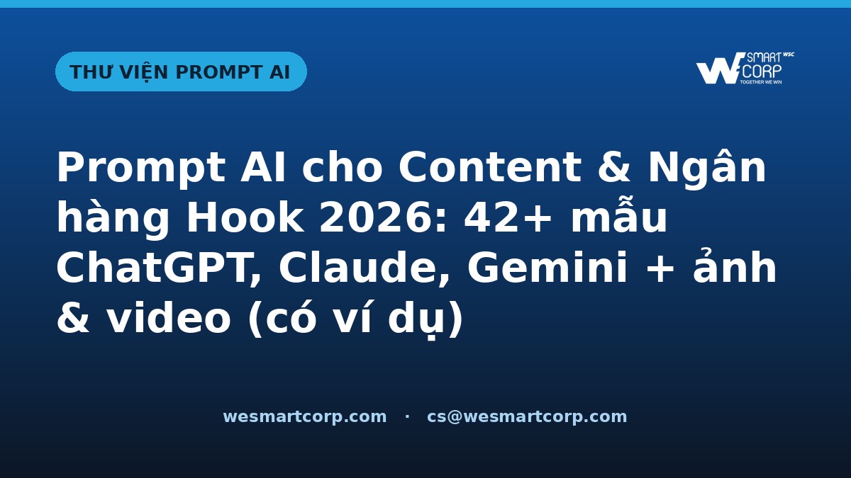 Prompt AI cho Content & Ngân hàng Hook — ChatGPT, Claude, Gemini, ảnh & video | WeSmartCorp