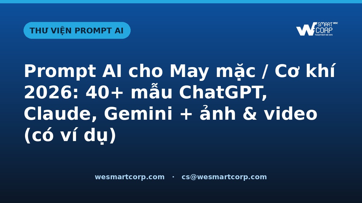Prompt AI cho May mặc / Cơ khí — ChatGPT, Claude, Gemini, ảnh & video | WeSmartCorp