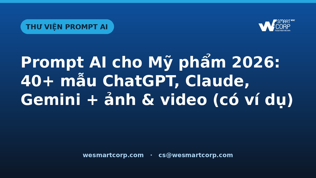 Prompt AI cho Mỹ phẩm — ChatGPT, Claude, Gemini, ảnh & video | WeSmartCorp