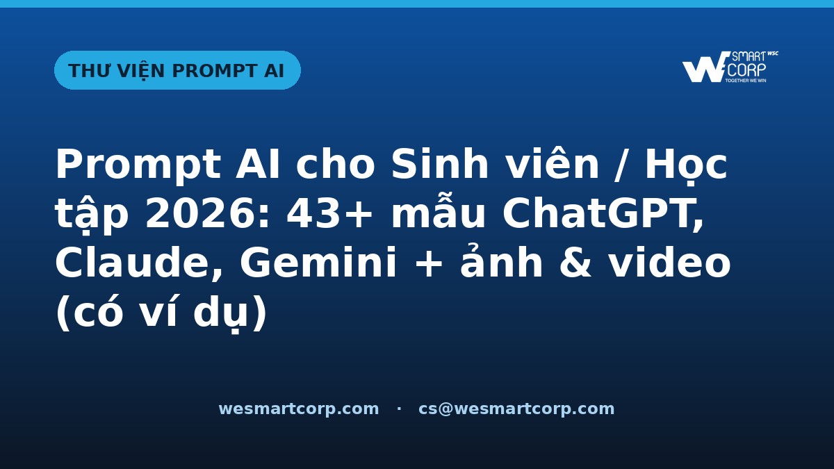 Prompt AI cho Sinh viên / Học tập — ChatGPT, Claude, Gemini, ảnh & video | WeSmartCorp