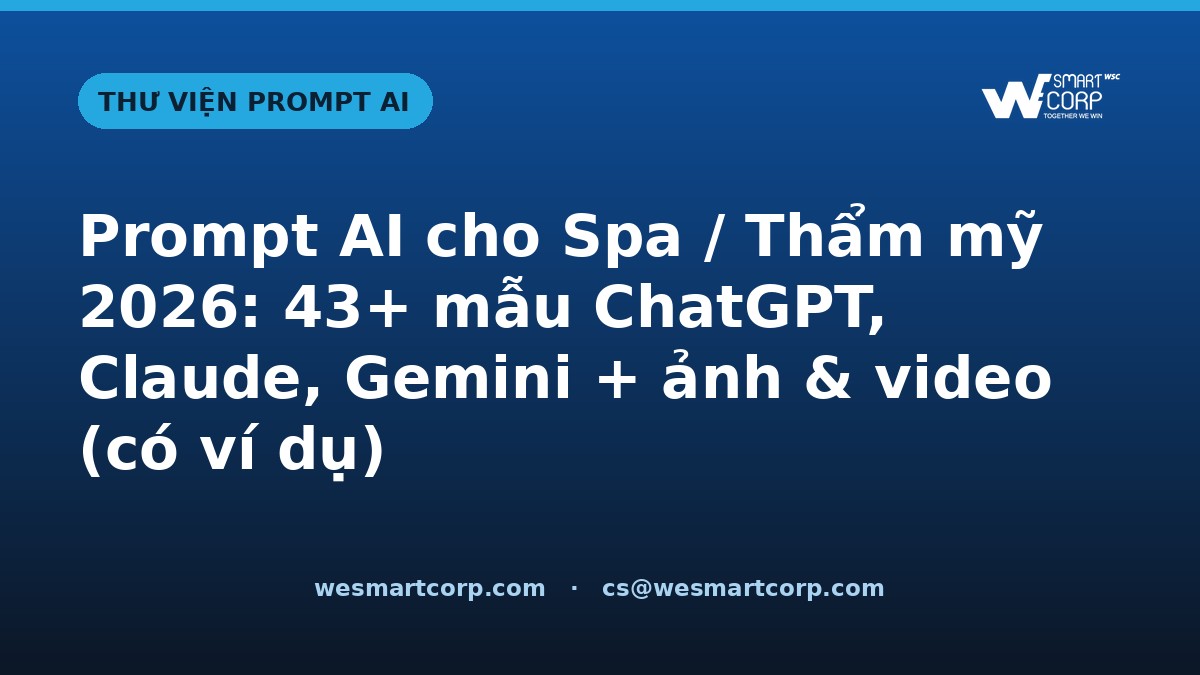 Prompt AI cho Spa / Thẩm mỹ — ChatGPT, Claude, Gemini, ảnh & video | WeSmartCorp