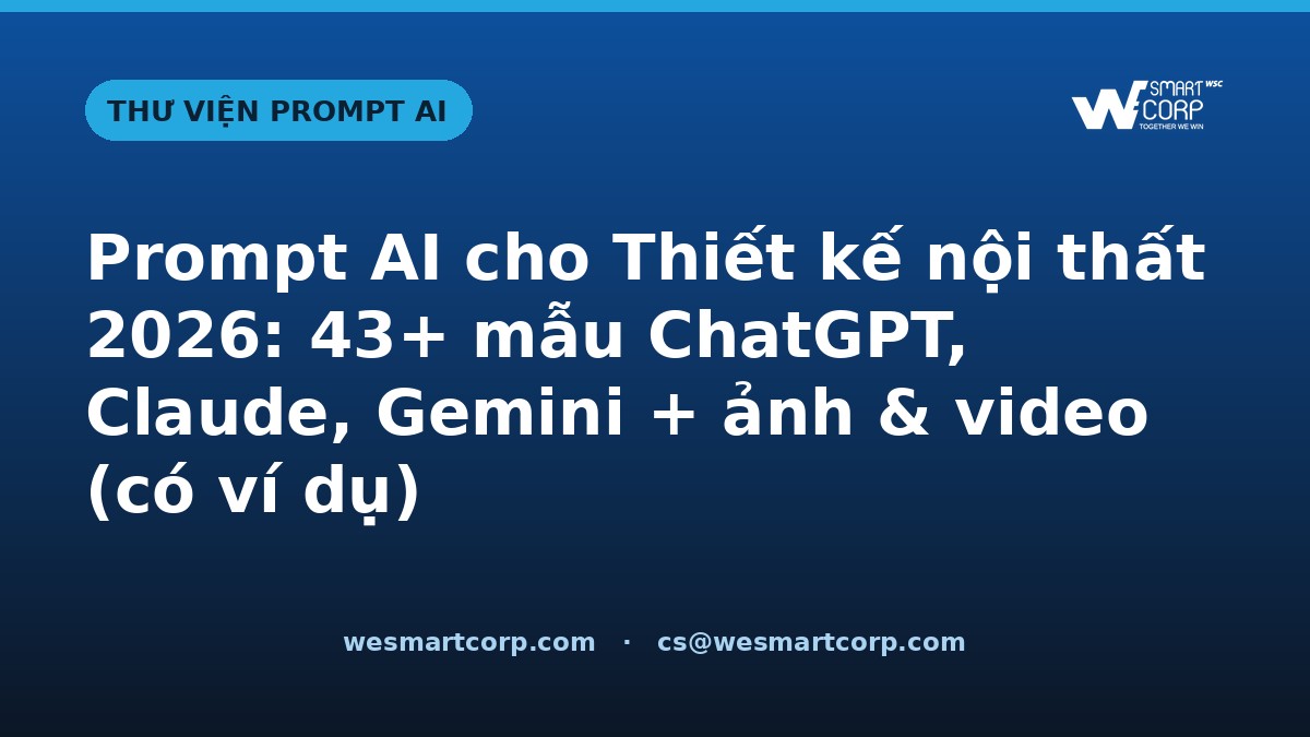 Prompt AI cho Thiết kế nội thất — ChatGPT, Claude, Gemini, ảnh & video | WeSmartCorp