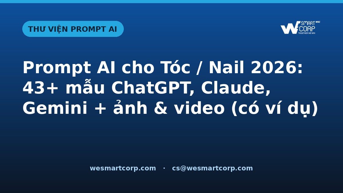 Prompt AI cho Tóc / Nail — ChatGPT, Claude, Gemini, ảnh & video | WeSmartCorp