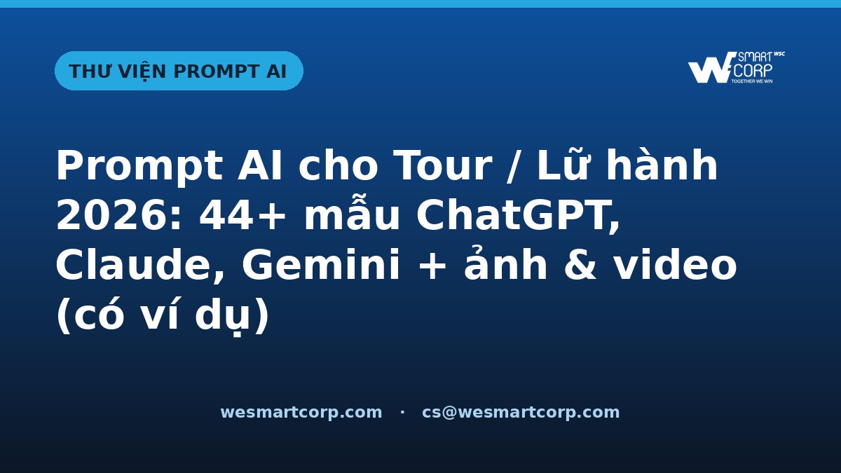 Prompt AI cho Tour / Lữ hành — ChatGPT, Claude, Gemini, ảnh & video | WeSmartCorp