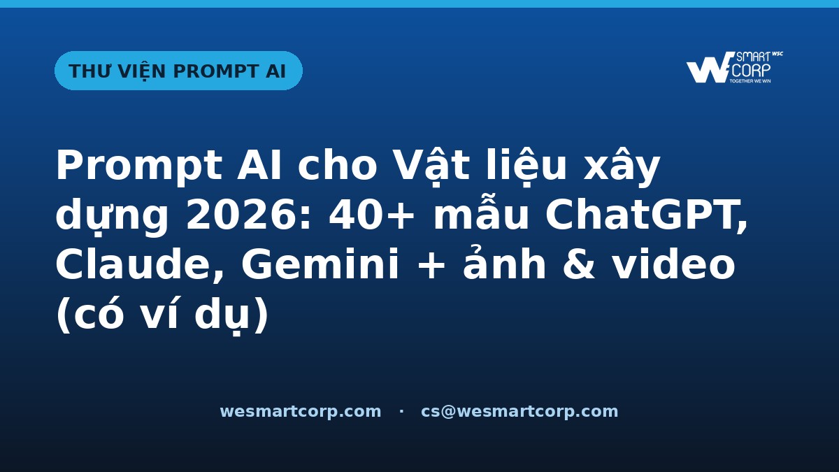 Prompt AI cho Vật liệu xây dựng — ChatGPT, Claude, Gemini, ảnh & video | WeSmartCorp